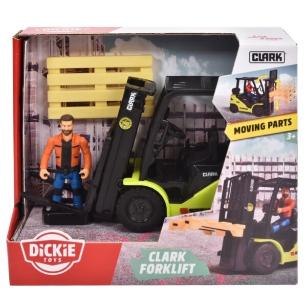 Stivuitor Dickie Toys Clark S25 Forklift Cu Figurina Si Accesorii - Imagine 2