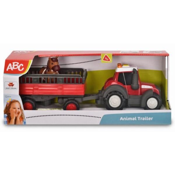 Tractor Dickie Toys Happy Ferguson Animal Trailer Cu Remorca Si Figurina - Imagine 8