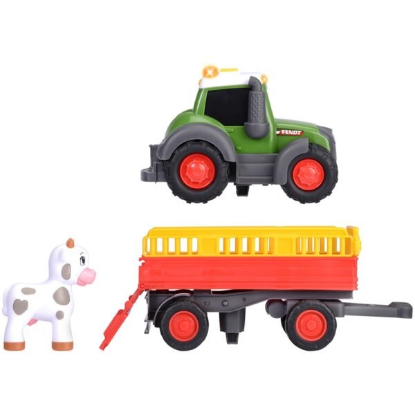 Tractor Simba Abc Fendt Animal Trailer 30 Cm Cu Lumini, Sunete, Remorca Si Figurina - Imagine 3
