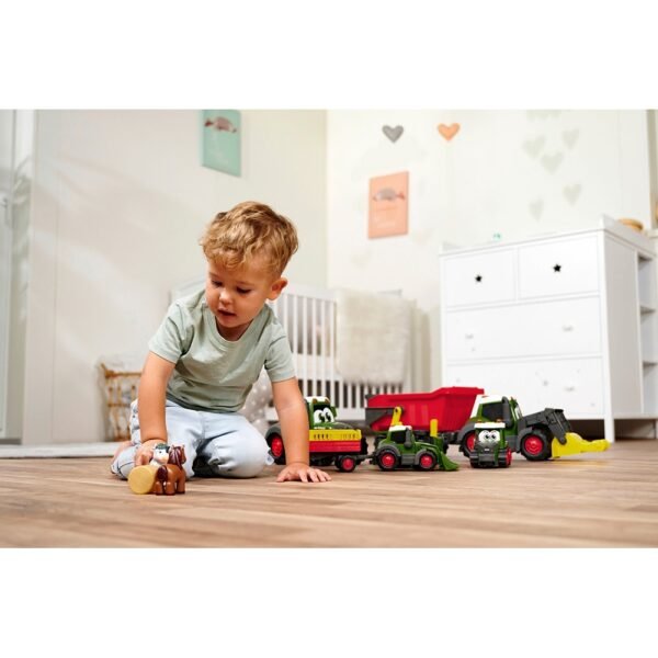 Tractor Simba Abc Fendt Animal Trailer 30 Cm Cu Lumini, Sunete, Remorca Si Figurina - Imagine 6