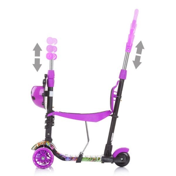Trotineta Chipolino Kiddy Evo 3 In 1 Cu Maner Purple Graffiti - Imagine 3