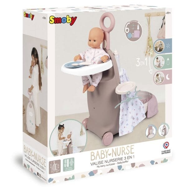 Valiza Multifunctionala Pentru Papusi Smoby Baby Nurse 3 In 1 Maro - Imagine 9