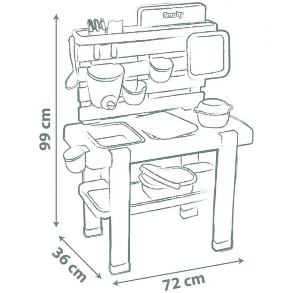 Bucatarie Smoby Mud Kitchen Cu 15 Accesorii - Imagine 2