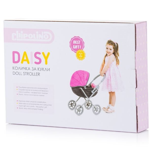 Carucior Pentru Papusi Chipolino Daisy Pink Linen - Imagine 4