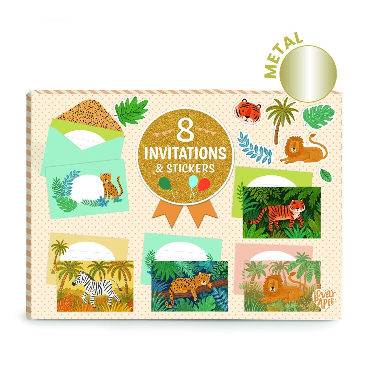 Set De Invitatii Cu Animale Din Jungla, Djeco 2 Set De Invitatii Cu Animale Din Jungla, Djeco