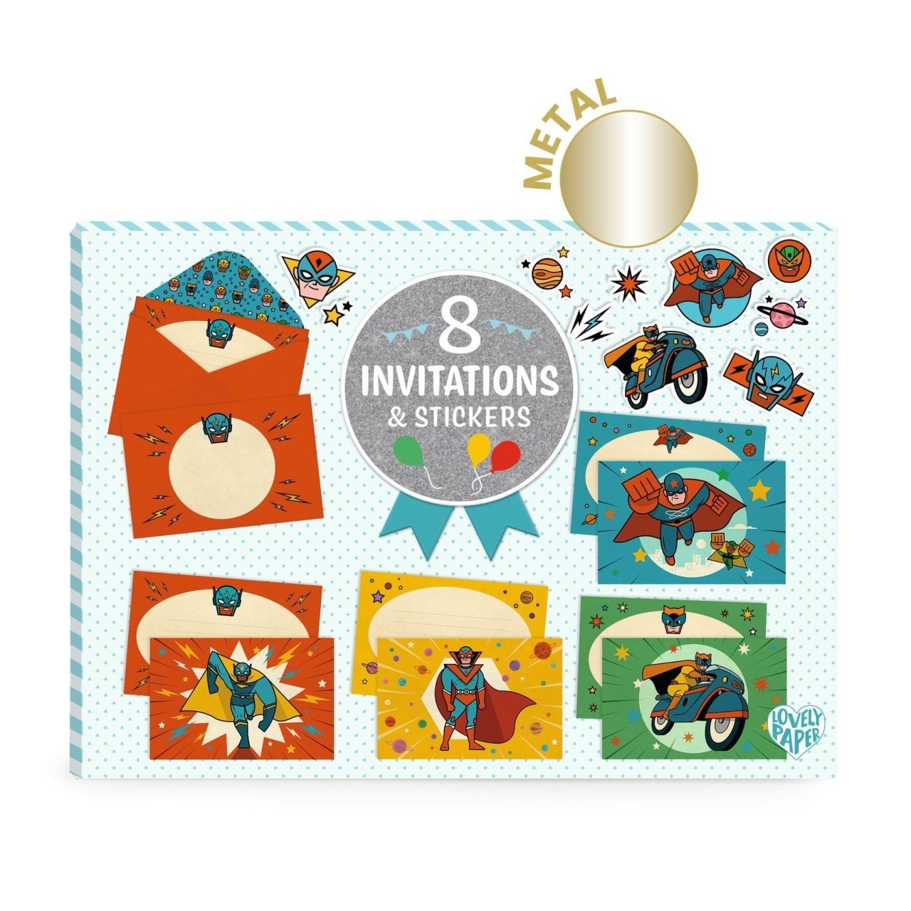 Set De Invitatii Supereroi, Djeco 2 Set De Invitatii Supereroi, Djeco