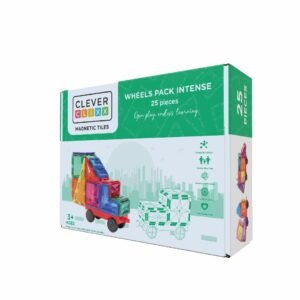 Joc magnetic de construit cu set de roti 25 piese, Cleverclixx