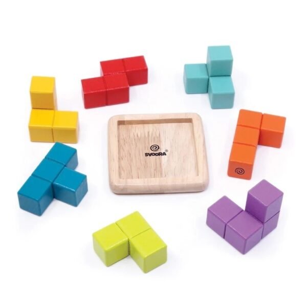 Puzzle Cub 3D Colorat Din Lemn, Svoora - Imagine 2