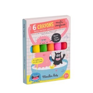 Set 6 Creioane Multi‑Suprafete Neon, Moulin Roty