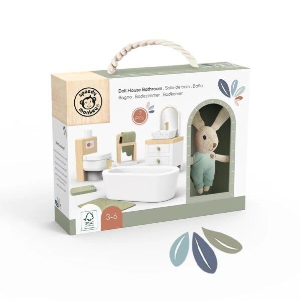 Set Mobilier Baie Pentru Casa De Papusi, Speedy Monkey - Imagine 4