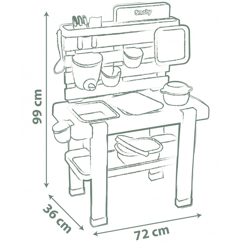 Bucatarie Smoby Mud Kitchen cu 15 accesorii 3 Bucatarie Smoby Mud Kitchen cu 15 accesorii - Image 2