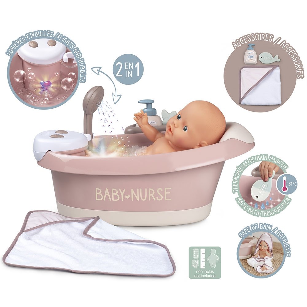 Cadita Pentru Papusa Smoby Baby Nurse Baleno Bath Roz Cu Accesorii 4 Cadita Pentru Papusa Smoby Baby Nurse Baleno Bath Roz Cu Accesorii - Imagine 3