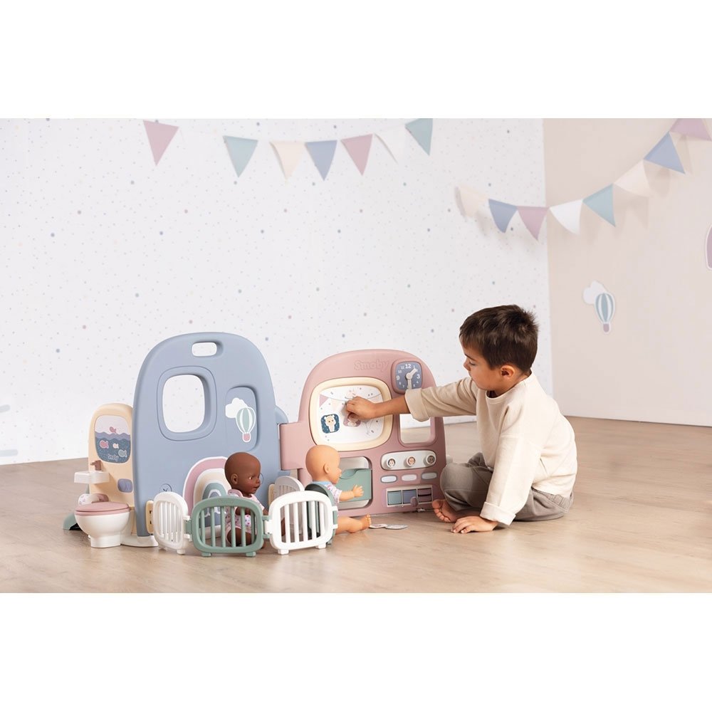 Centru de ingrijire pentru papusi Smoby Baby Care Childcare Center albastru roz cu accesorii 8 Centru de ingrijire pentru papusi Smoby Baby Care Childcare Center albastru roz cu accesorii - Image 7
