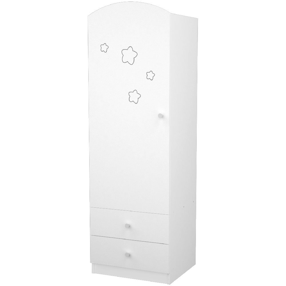 Dulap cu o usa si 2 sertare Hubners Matei deschidere stanga alb cu stelute 2 Dulap cu o usa si 2 sertare Hubners Matei deschidere stanga alb cu stelute