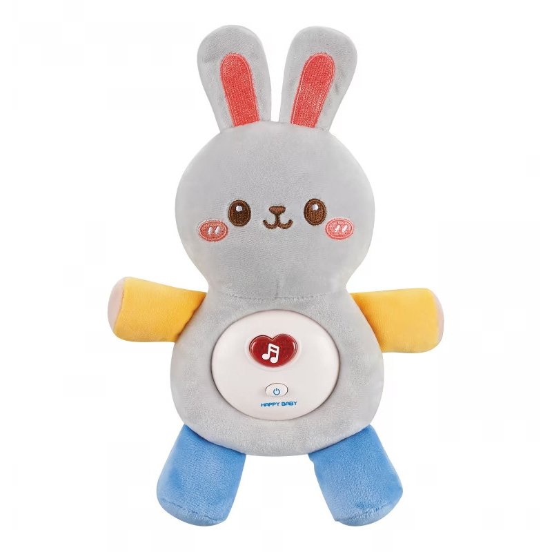 Jucarie de plus iepuras pentru bebelusi Chipolino cu lumini si melodii grey 2 Jucarie de plus iepuras pentru bebelusi Chipolino cu lumini si melodii grey