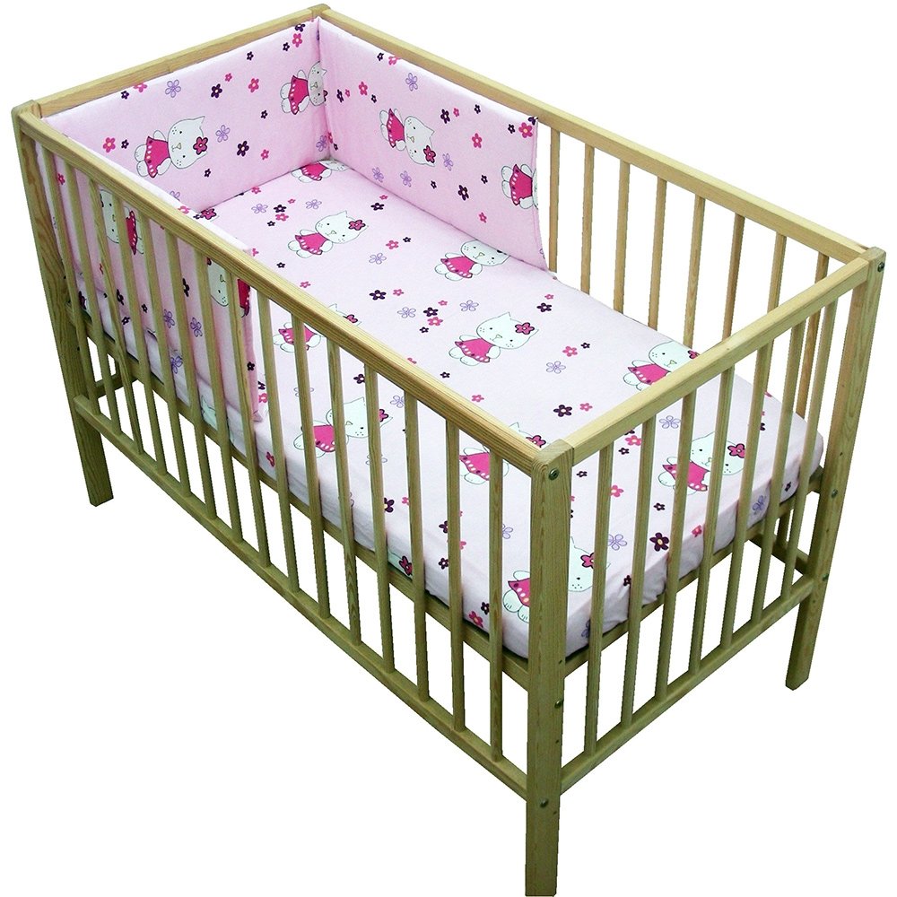 Lenjerie patut Hubners Kitty Floricele 4 piese roz 2 Lenjerie patut Hubners Kitty Floricele 4 piese roz