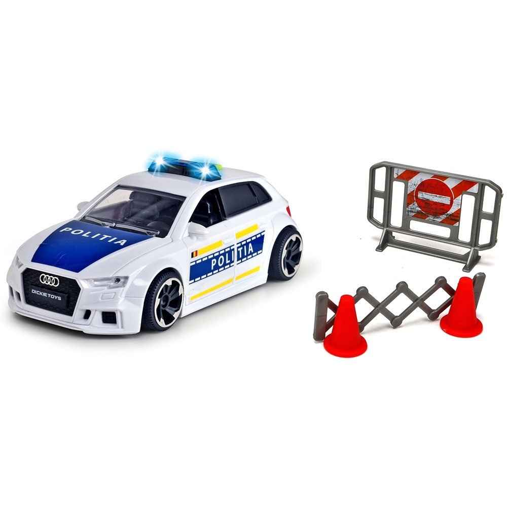 Masina de politie Dickie Toys Audi RS3 1:32 15 cm cu lumini, sunete si accesorii 3 Masina de politie Dickie Toys Audi RS3 1:32 15 cm cu lumini, sunete si accesorii - Image 2