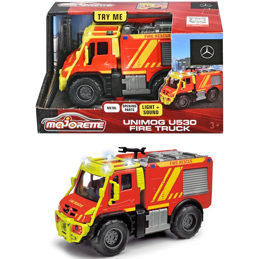 Masina de pompieri Majorette Mercedes Unimog U530 Fire Truck 13 cm cu lumini si sunete 3 Masina de pompieri Majorette Mercedes Unimog U530 Fire Truck 13 cm cu lumini si sunete - Image 2