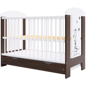 Patut Copii Din Lemn Hubners Calisto Girafa 120X60 Cm Maro Cu Sertar