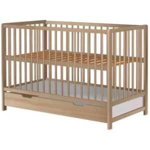 Patut Copii Din Lemn Hubners Dominic 120X60 Cm Natur Cu Sertar