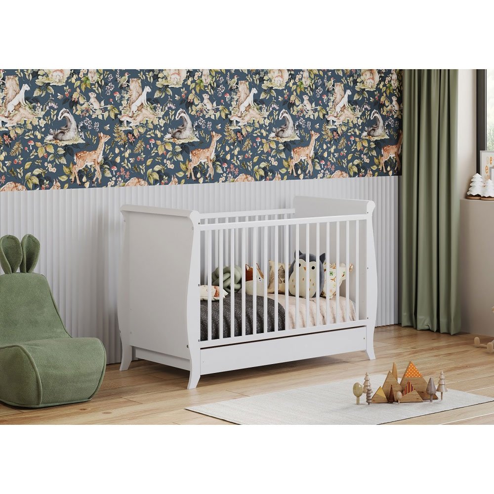 Patut copii din lemn Hubners Mara 120x60 cm alb cu sertar 4 Patut copii din lemn Hubners Mara 120x60 cm alb cu sertar - Image 3