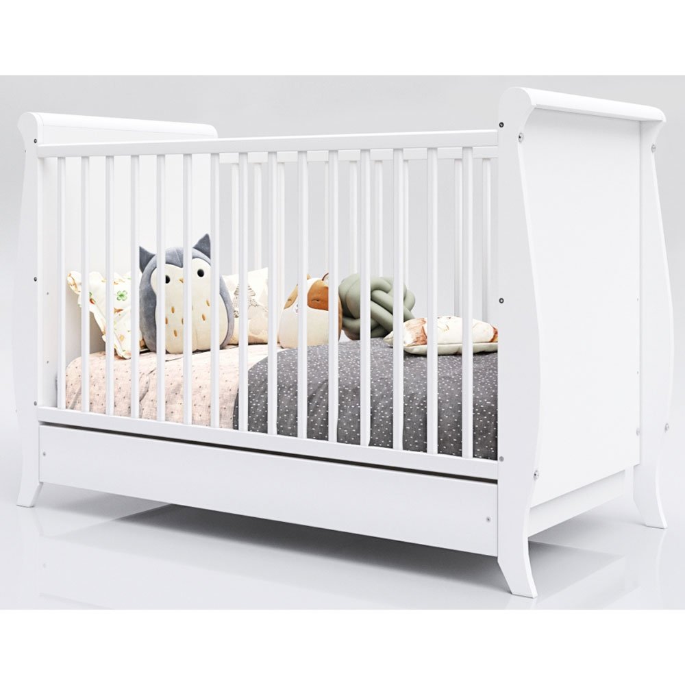 Patut copii din lemn Hubners Mara 120x60 cm alb cu sertar 3 Patut copii din lemn Hubners Mara 120x60 cm alb cu sertar - Image 2