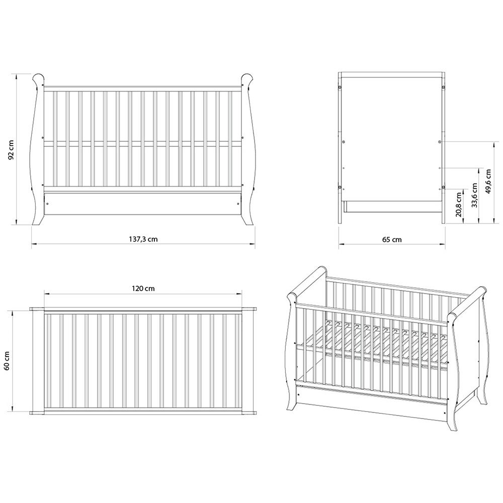Patut copii din lemn Hubners Mara 120x60 cm alb cu sertar 5 Patut copii din lemn Hubners Mara 120x60 cm alb cu sertar - Image 4