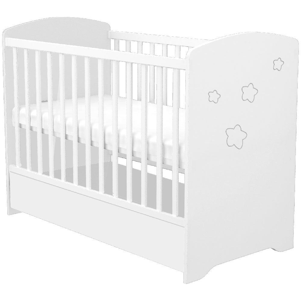 Patut copii din lemn cu sertar Hubners Matei 120x60 cm alb cu stelute 3 Patut copii din lemn cu sertar Hubners Matei 120x60 cm alb cu stelute - Image 2