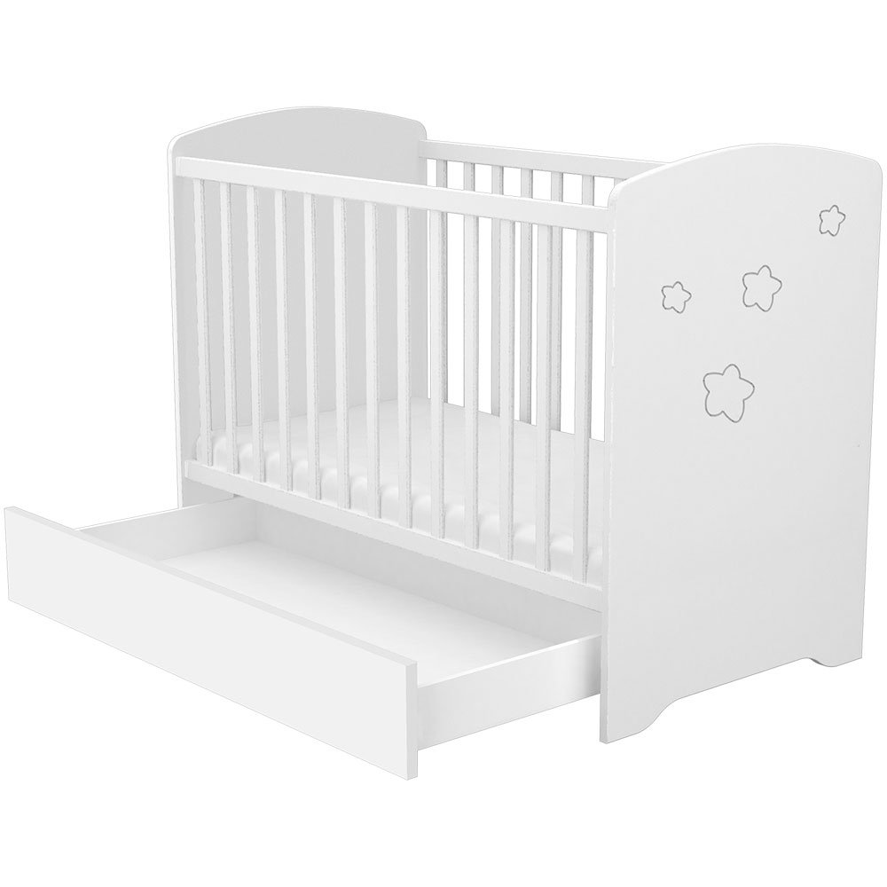 Patut copii din lemn cu sertar Hubners Matei 120x60 cm alb cu stelute 4 Patut copii din lemn cu sertar Hubners Matei 120x60 cm alb cu stelute - Image 3