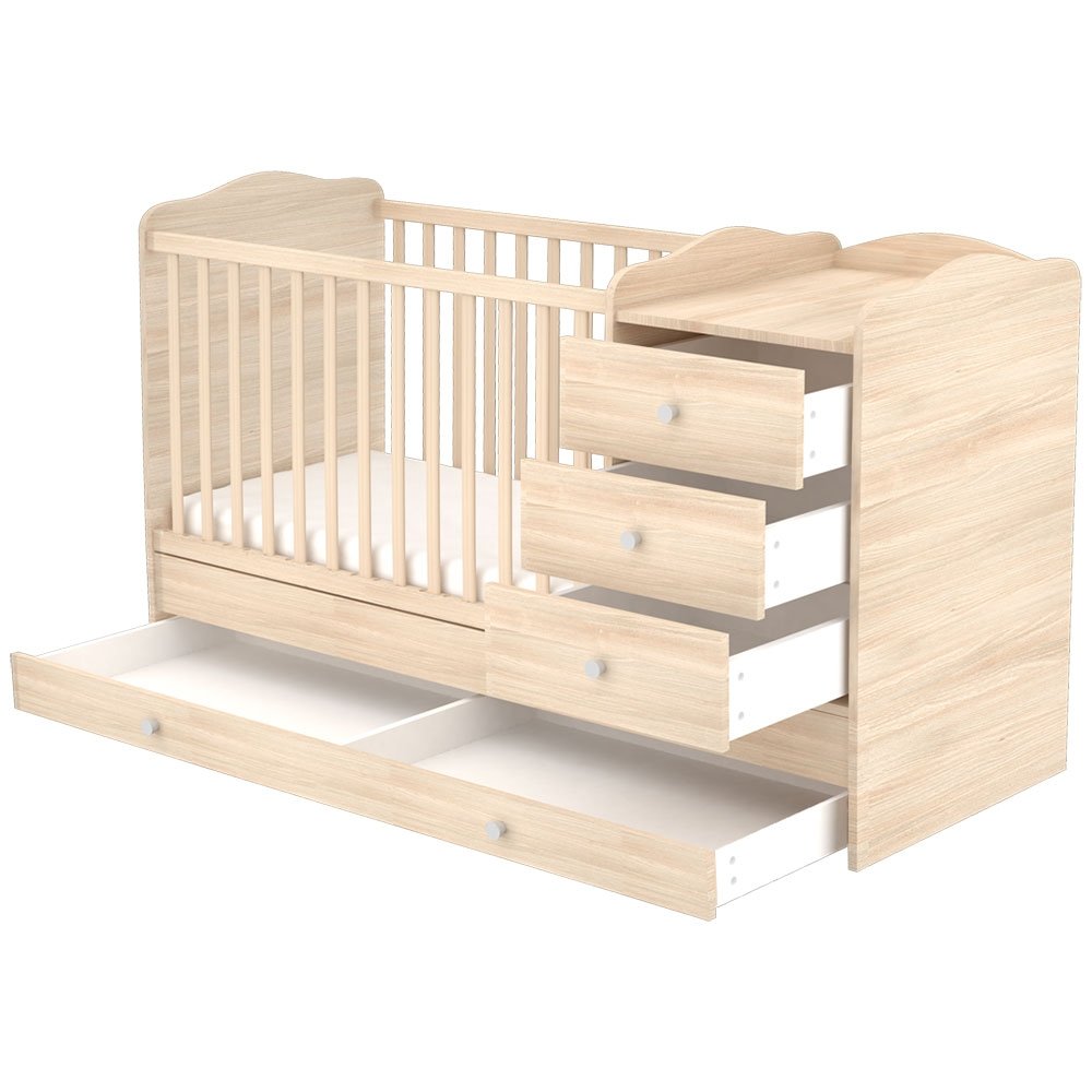 Patut copii transformabil din lemn cu 4 sertare Hubners Eva Kombi 120x60 cm natur 3 Patut copii transformabil din lemn cu 4 sertare Hubners Eva Kombi 120x60 cm natur - Image 2