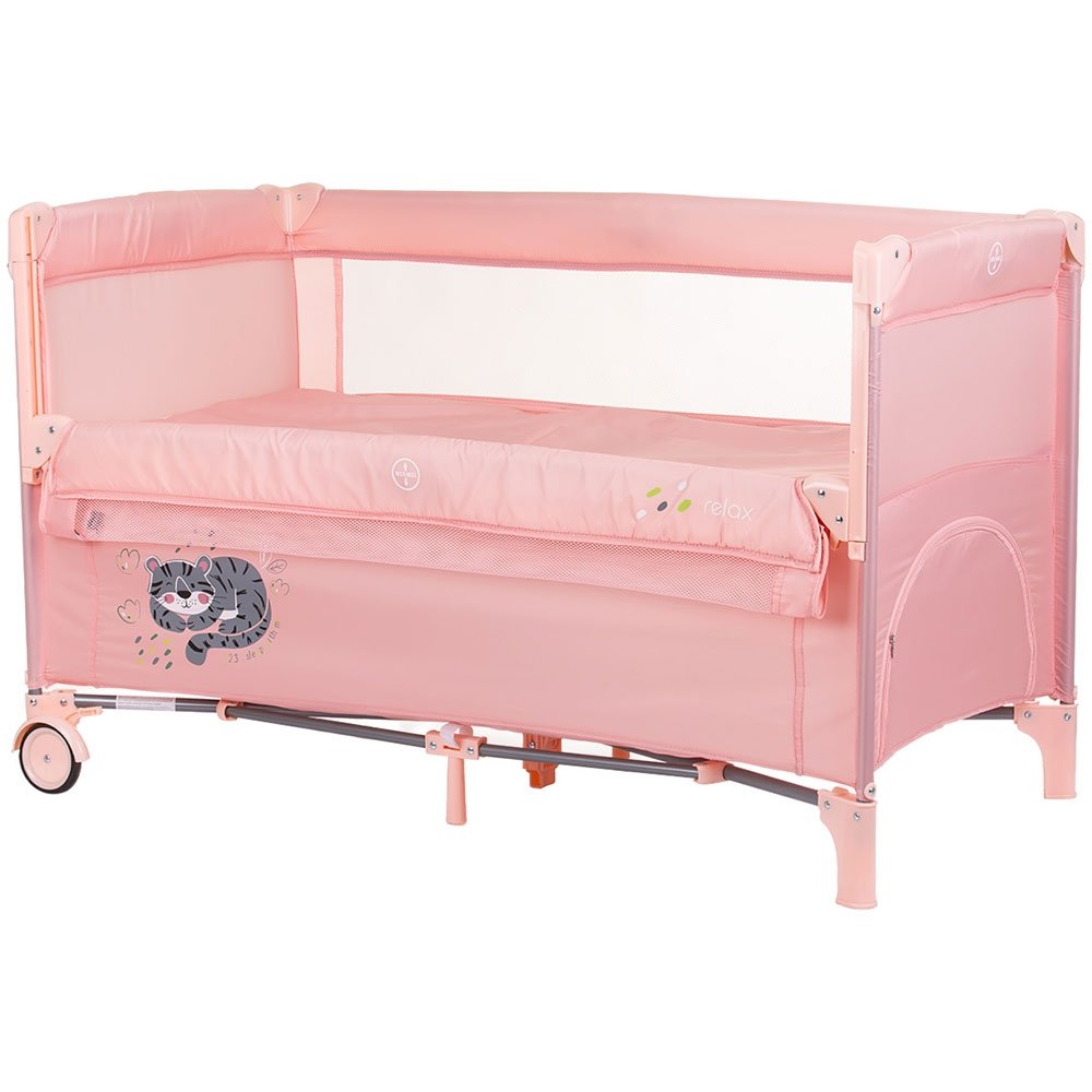 Patut pliabil Chipolino Relax flamingo cu laterala culisanta 2 Patut pliabil Chipolino Relax flamingo cu laterala culisanta