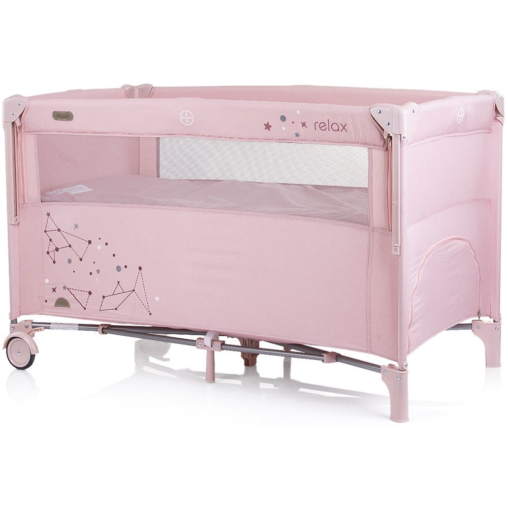 Patut pliabil Chipolino Relax rose linen cu laterala culisanta 3 Patut pliabil Chipolino Relax rose linen cu laterala culisanta - Image 2