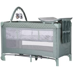 Patut pliabil cu saltea de infasat Chipolino Luna basil