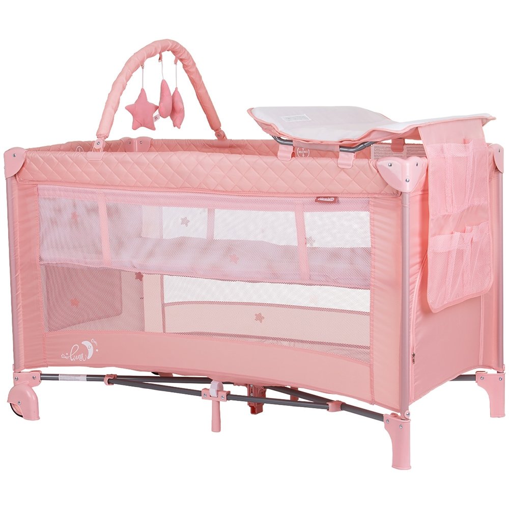 Patut pliabil cu saltea de infasat Chipolino Luna flamingo 2 Patut pliabil cu saltea de infasat Chipolino Luna flamingo