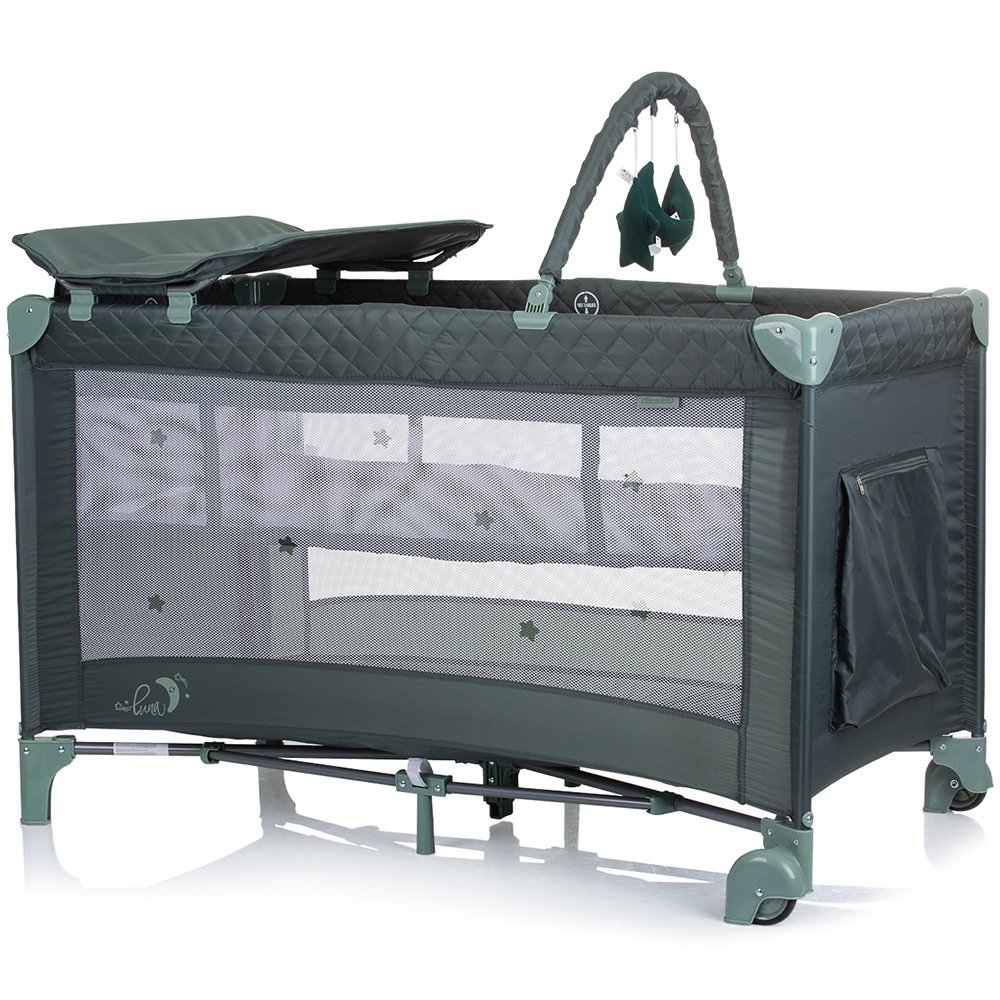 Patut pliabil cu saltea de infasat Chipolino Luna pastel green 3 Patut pliabil cu saltea de infasat Chipolino Luna pastel green - Image 2