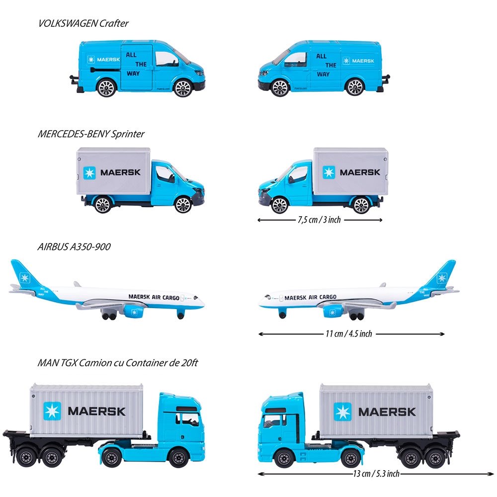 Set Majorette MAERSK Logistic cu 4 vehicule 4 Set Majorette MAERSK Logistic cu 4 vehicule - Image 3