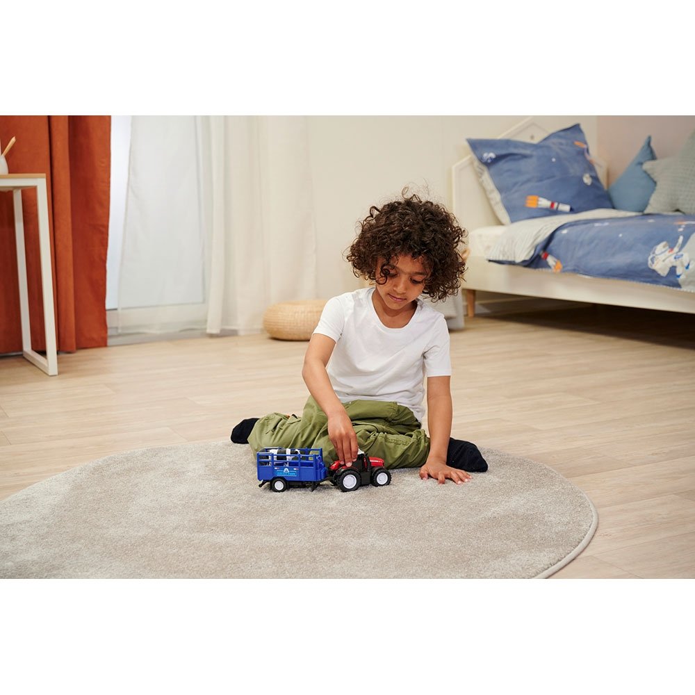 Tractor Dickie Toys Massey Ferguson Animal Trailer 26 cm cu lumini, sunete, remorca si figurina vaca 6 Tractor Dickie Toys Massey Ferguson Animal Trailer 26 cm cu lumini, sunete, remorca si figurina vaca - Image 5