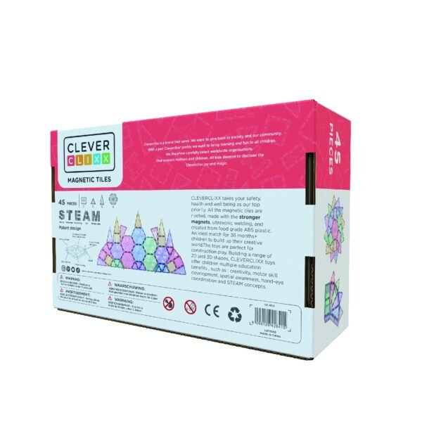 Jocuri Magnetice De Construit Pastel 45 Piese, Cleverclixx - Imagine 3
