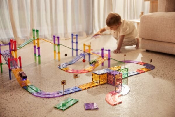 Jocuri Magnetice Traseu De Curse 80 Piese Pastel, Cleverclixx - Imagine 3