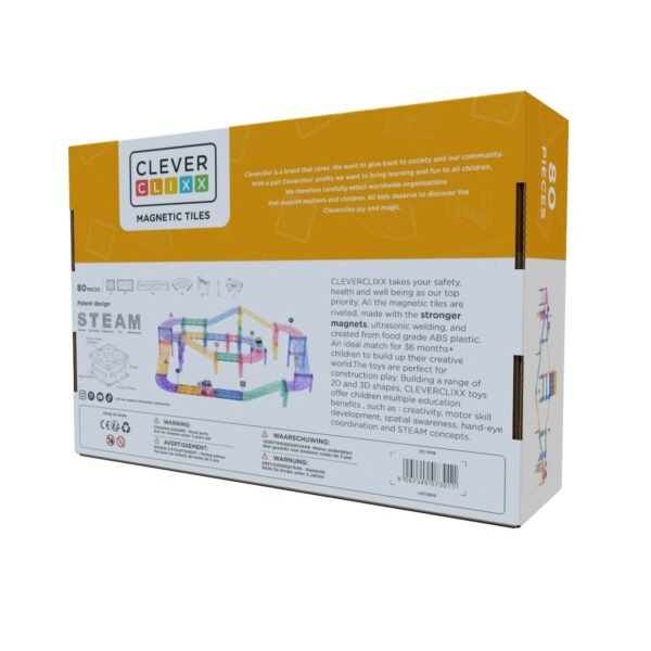 Jocuri Magnetice Traseu De Curse 80 Piese Pastel, Cleverclixx - Imagine 2