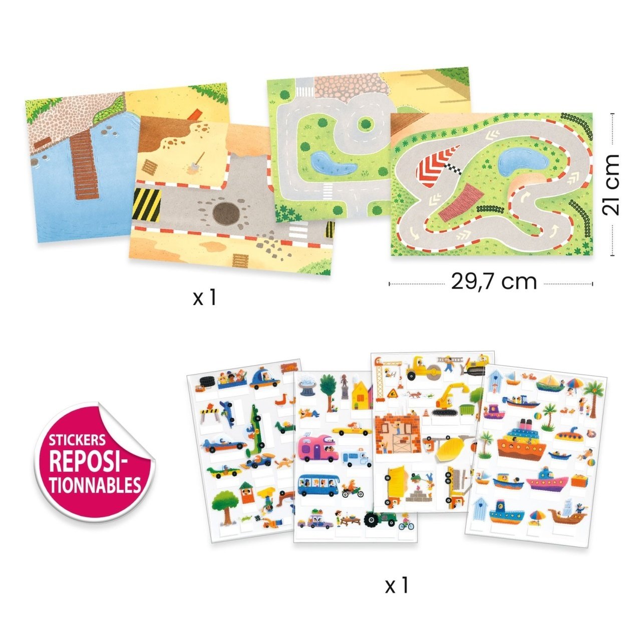 Set creativ de stickere reutilizabile Masini, Djeco 4 Set creativ de stickere reutilizabile Masini, Djeco - Image 3