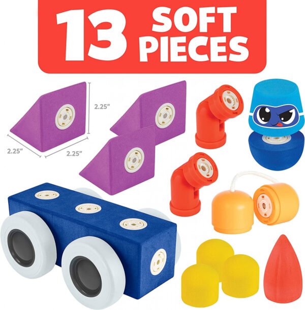 Set Cuburi Din Spuma Cu Magnet Blockaroo, Automobil 13 Piese - Imagine 4