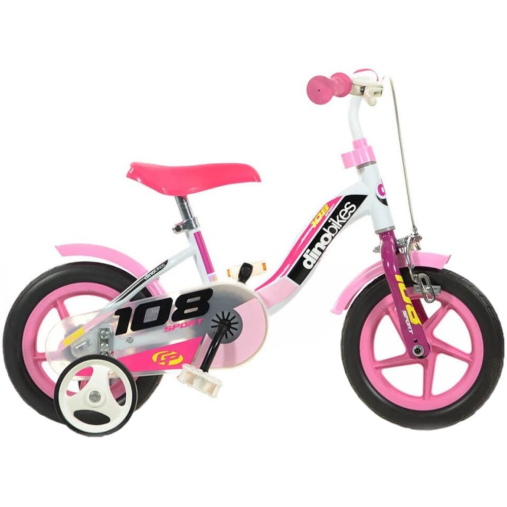 Bicicleta copii Dino Bikes 10" 108 Sport alb si roz cu frana 2 Bicicleta copii Dino Bikes 10" 108 Sport alb si roz cu frana