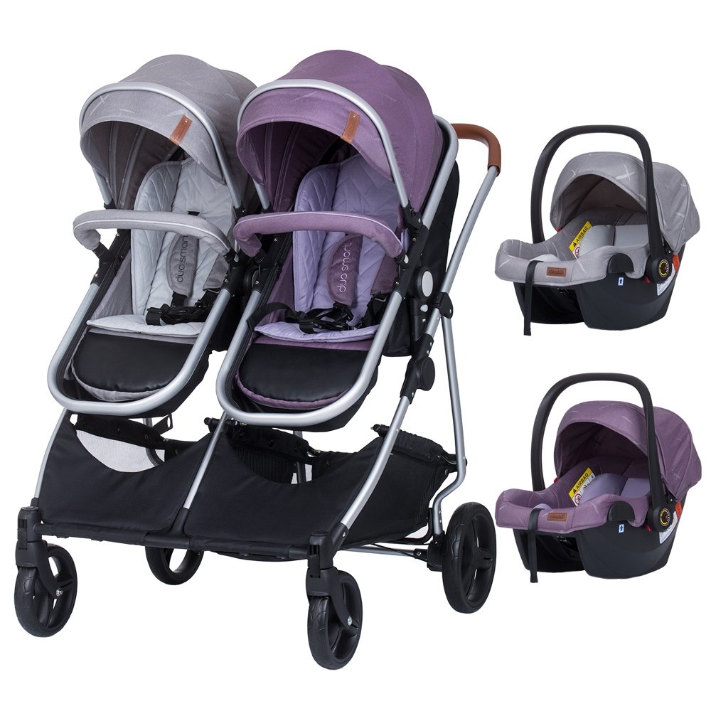 Carucior gemeni Chipolino Duo Smart 3 in 1 anthracite lilac 2 Carucior gemeni Chipolino Duo Smart 3 in 1 anthracite lilac