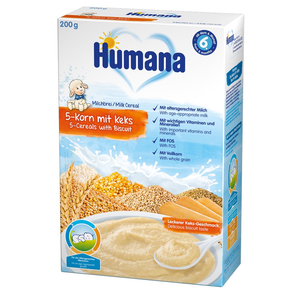 Cereale Humana cu 5 cereale si biscuiti de la 6 luni 200 g 2 Cereale Humana cu 5 cereale si biscuiti de la 6 luni 200 g