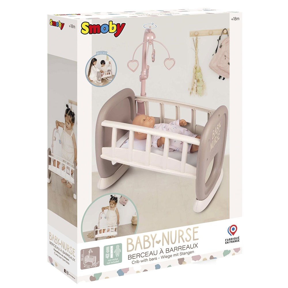 Leagan pentru papusa Smoby Baby Nurse maro cu carusel 2 Leagan pentru papusa Smoby Baby Nurse maro cu carusel