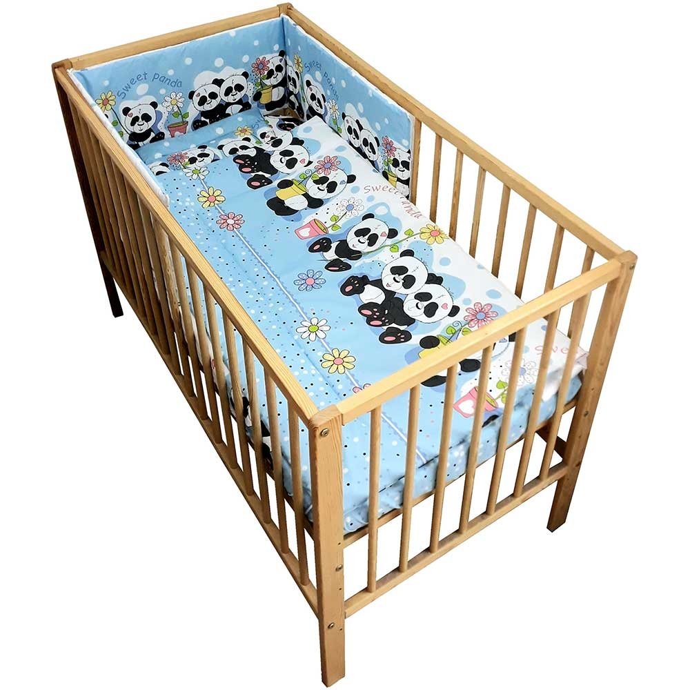 Lenjerie patut Hubners Sweet Panda 4 piese albastru 2 Lenjerie patut Hubners Sweet Panda 4 piese albastru