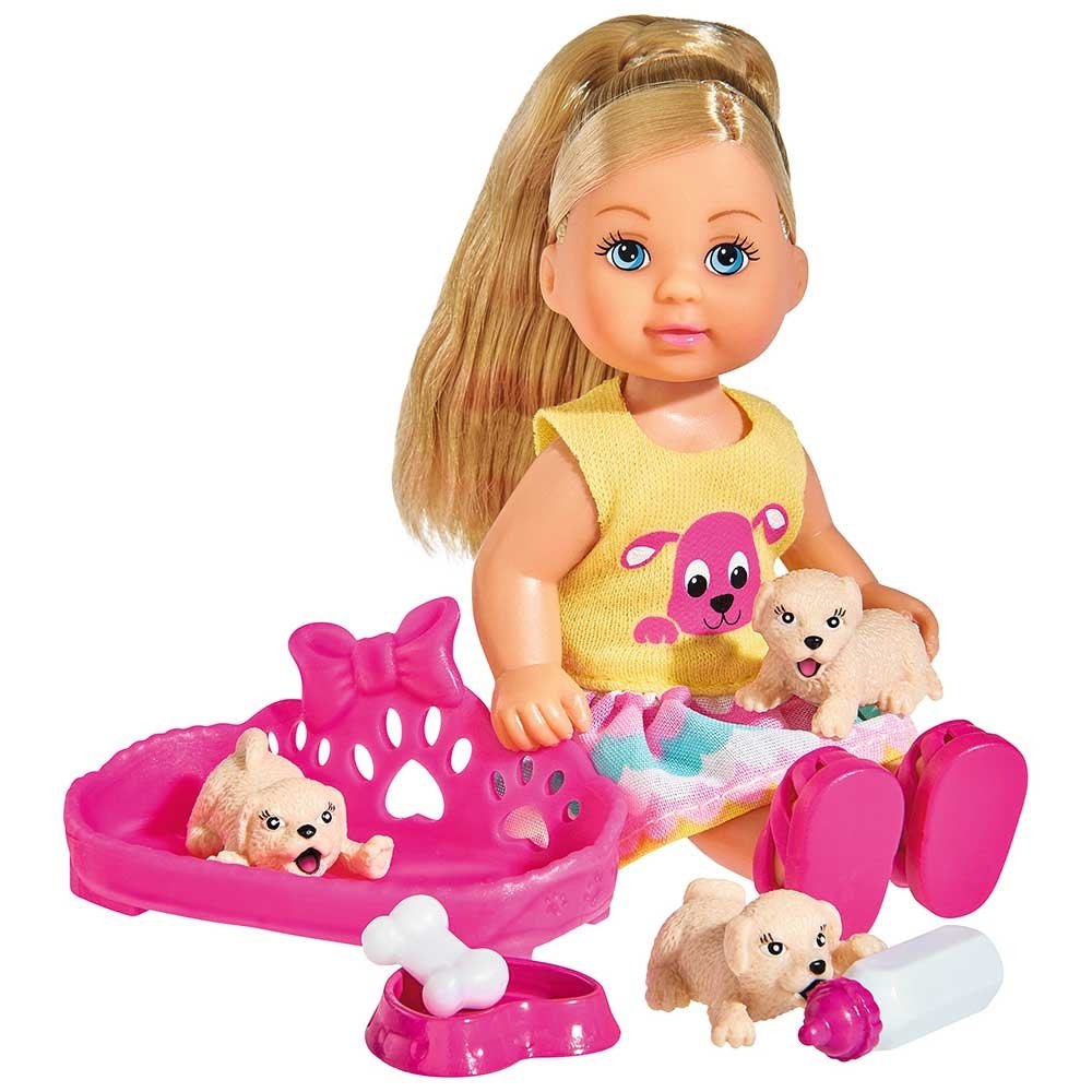 Papusa Simba Evi Love Puppy Love papusa 12 cm cu 3 catelusi si accesorii 2 Papusa Simba Evi Love Puppy Love papusa 12 cm cu 3 catelusi si accesorii