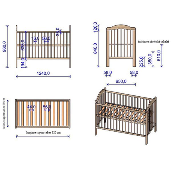 Patut Copii Din Lemn Hubners Lizett 120X60 Cm Natur 3 Patut Copii Din Lemn Hubners Lizett 120X60 Cm Natur - Imagine 2