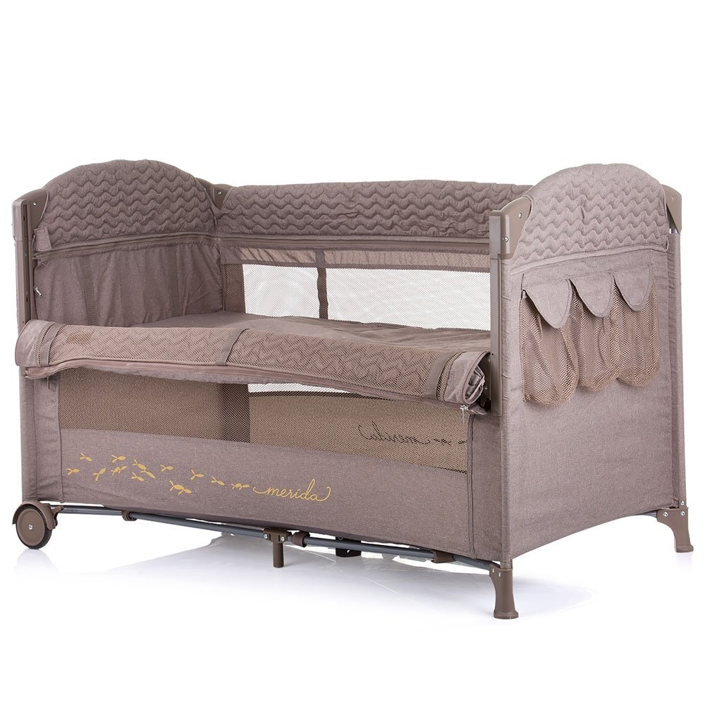 Patut pliabil Chipolino Merida humus linen cu laterala culisanta 4 Patut pliabil Chipolino Merida humus linen cu laterala culisanta - Image 3